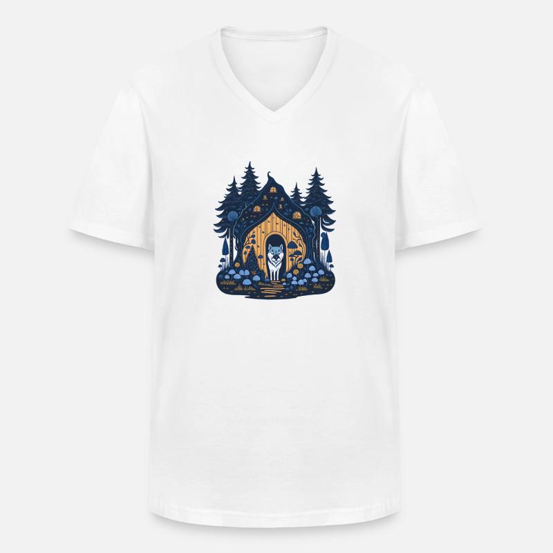 Wolf in einer Hütte - Männer-T-Shirt mit V-Ausschnitt - Weiß