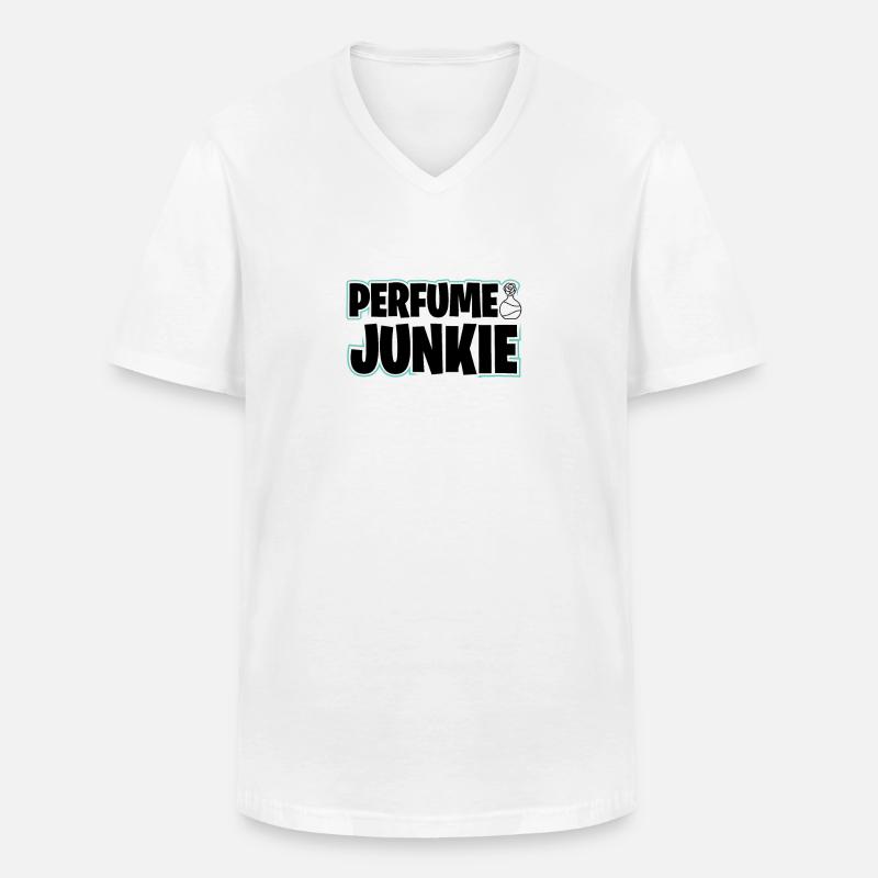 Parfüm Doft Perfüm Parfym Parfum Duft - T-shirt med V-ringning herr - vit
