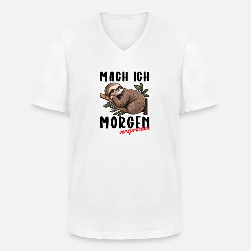 mach ich morgen versprochen - Männer-T-Shirt mit V-Ausschnitt - Weiß