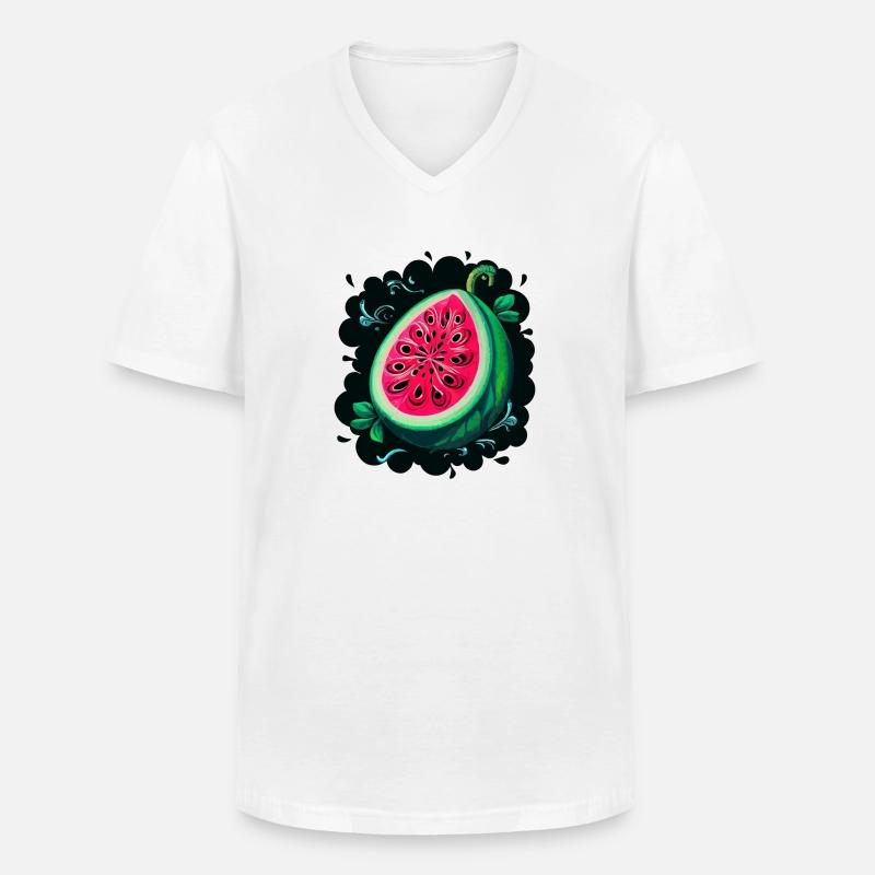 WASSERMELONE - Männer-T-Shirt mit V-Ausschnitt - Weiß