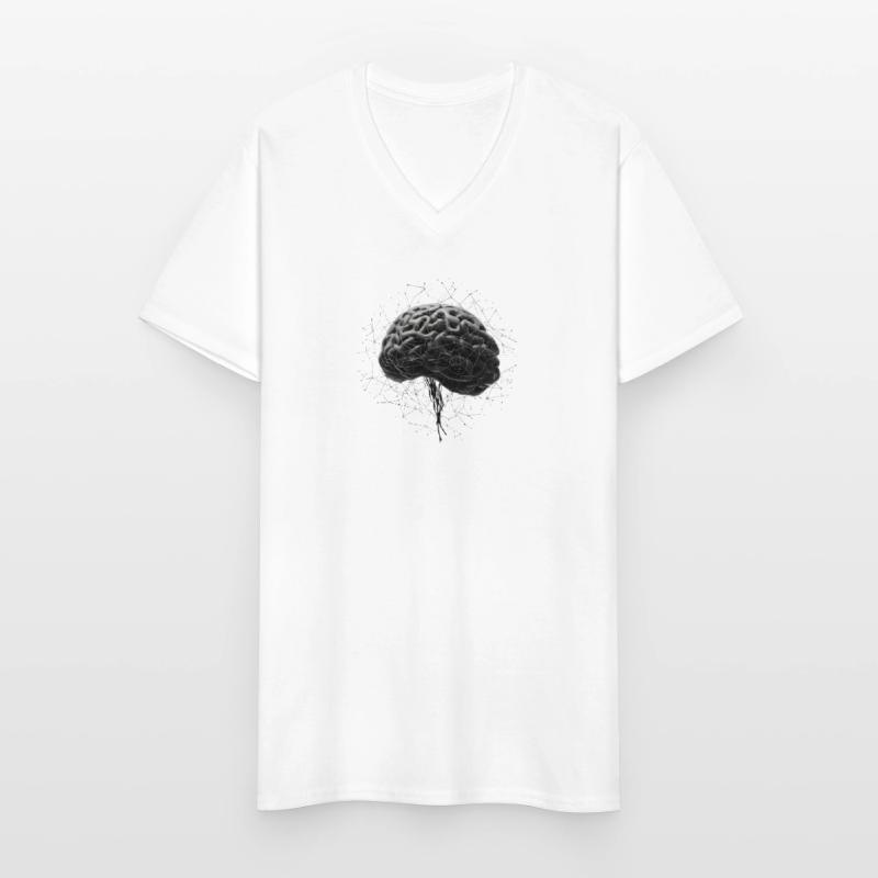 Brain Neural AI Deep Learning Computer Algorithm Men's V-Neck T-Shirt