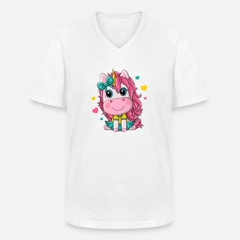 Einhorn-Mädchen - Männer-T-Shirt mit V-Ausschnitt - Weiß