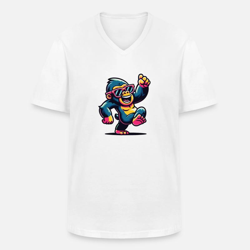 Gorilla mit Sonnenbrille - Männer-T-Shirt mit V-Ausschnitt - Weiß