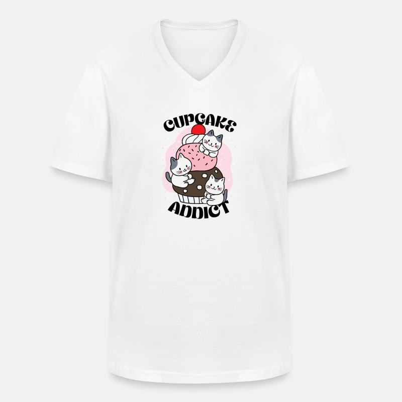 Cupcake addict - Männer-T-Shirt mit V-Ausschnitt - Weiß
