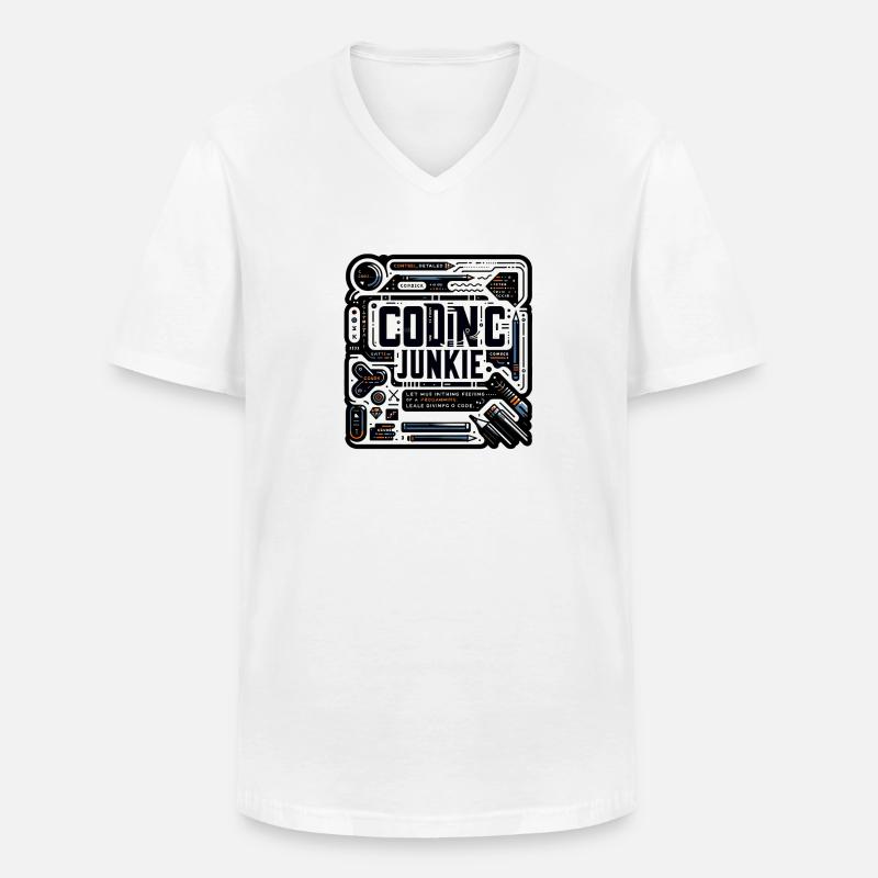 Coding Junkie 11 - Männer-T-Shirt mit V-Ausschnitt - Weiß
