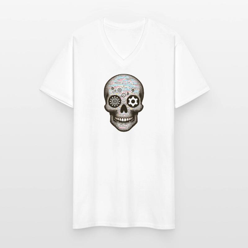 Code Master Skull Tee Digitale Matrix für Programmierer Männer-T-Shirt mit V-Ausschnitt
