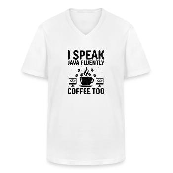 Café Codage Programmeur Codeur Développeur Nerd Coff - T-shirt col V Homme - blanc - Devant - AI Model Male 185 light (185cm)