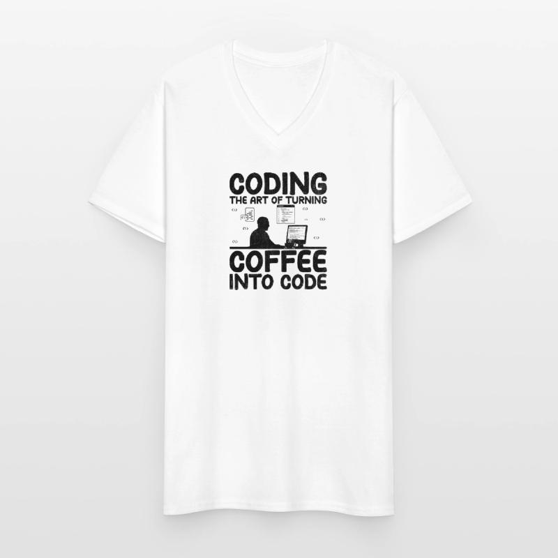 Kaffee-Codierung Programmierer Programmierer Entwickler Nerd Coff Männer-T-Shirt mit V-Ausschnitt