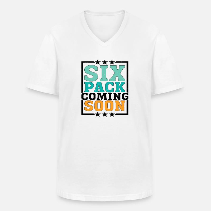 Six Pack Coming Soon 50 - Männer-T-Shirt mit V-Ausschnitt - Weiß