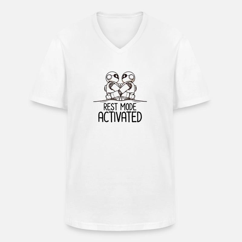 Funny Sleeping Robot Rest Mode - Men's V-Neck T-Shirt - white