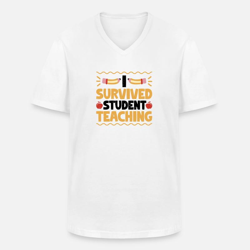 I Survived Student Teaching 7 - Männer-T-Shirt mit V-Ausschnitt - Weiß