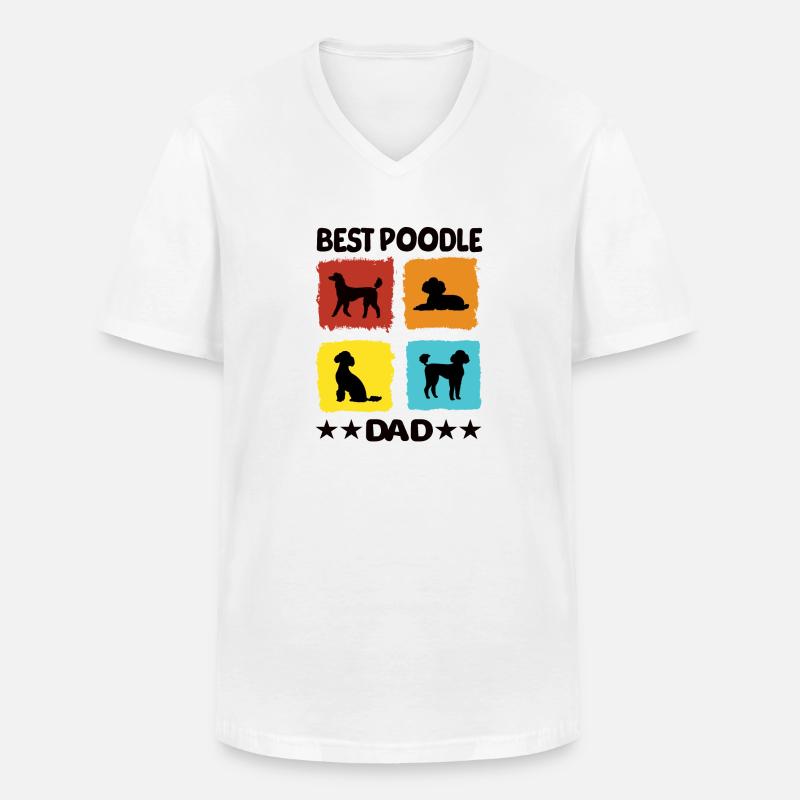 Best Poodle Dad - Männer-T-Shirt mit V-Ausschnitt - Weiß
