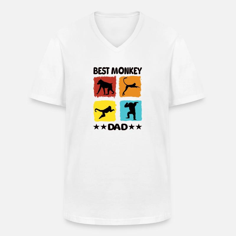 Best Monkey Dad - Männer-T-Shirt mit V-Ausschnitt - Weiß
