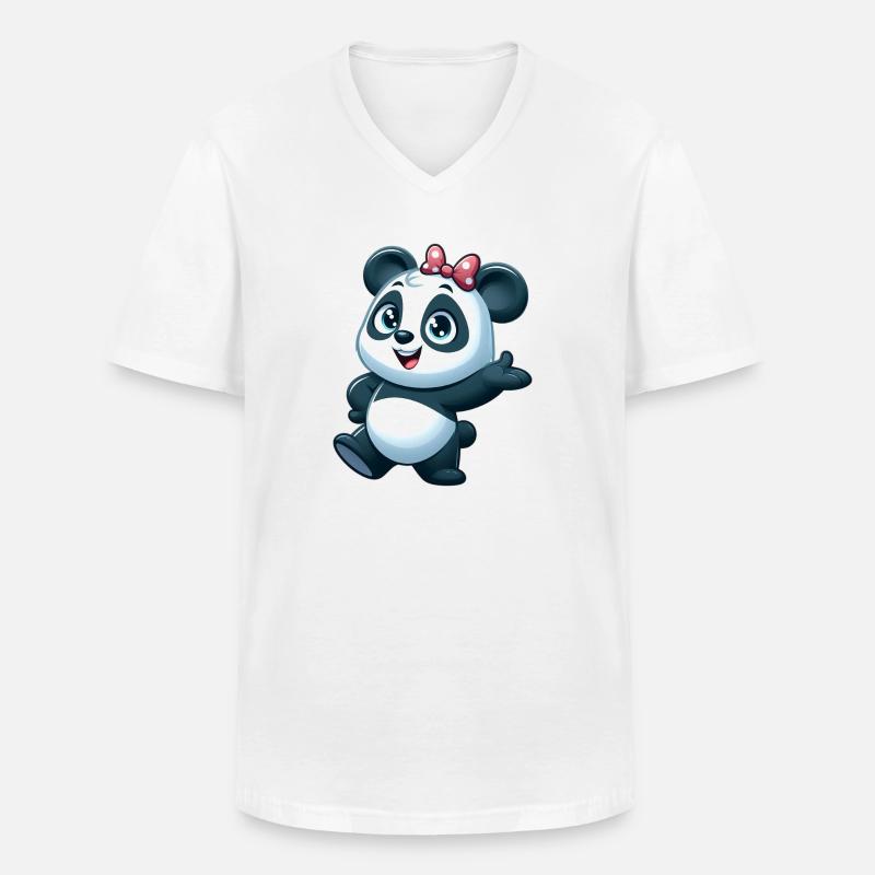 Panda 5 - Männer-T-Shirt mit V-Ausschnitt - Weiß