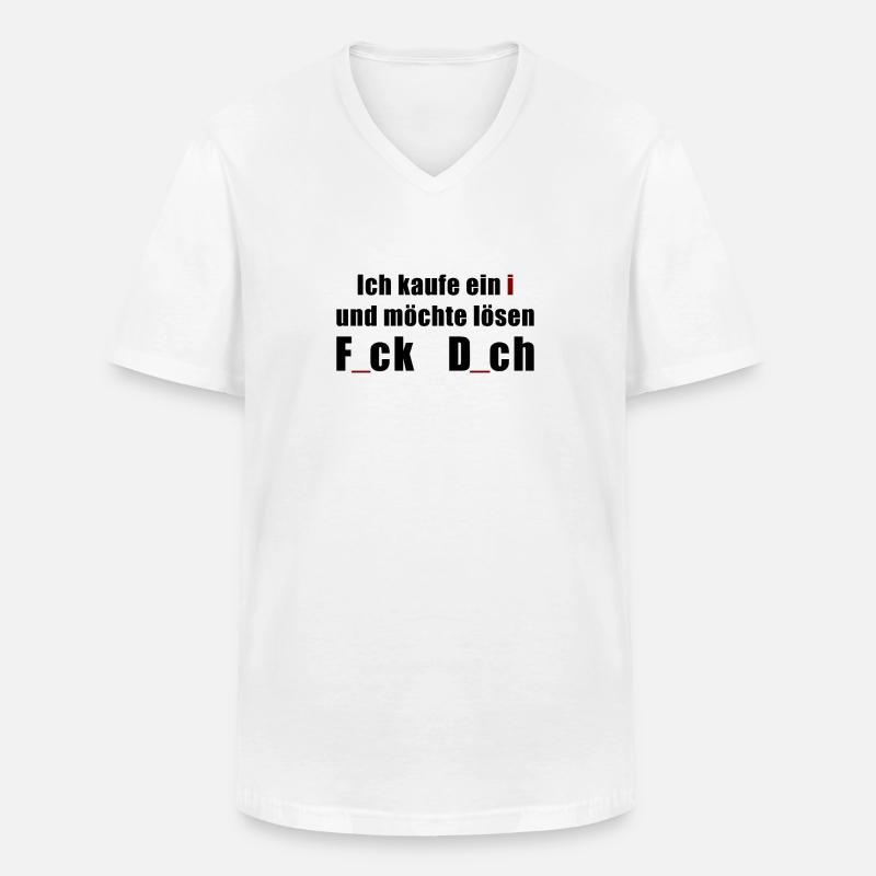 FICK DICH - Männer-T-Shirt mit V-Ausschnitt - Weiß