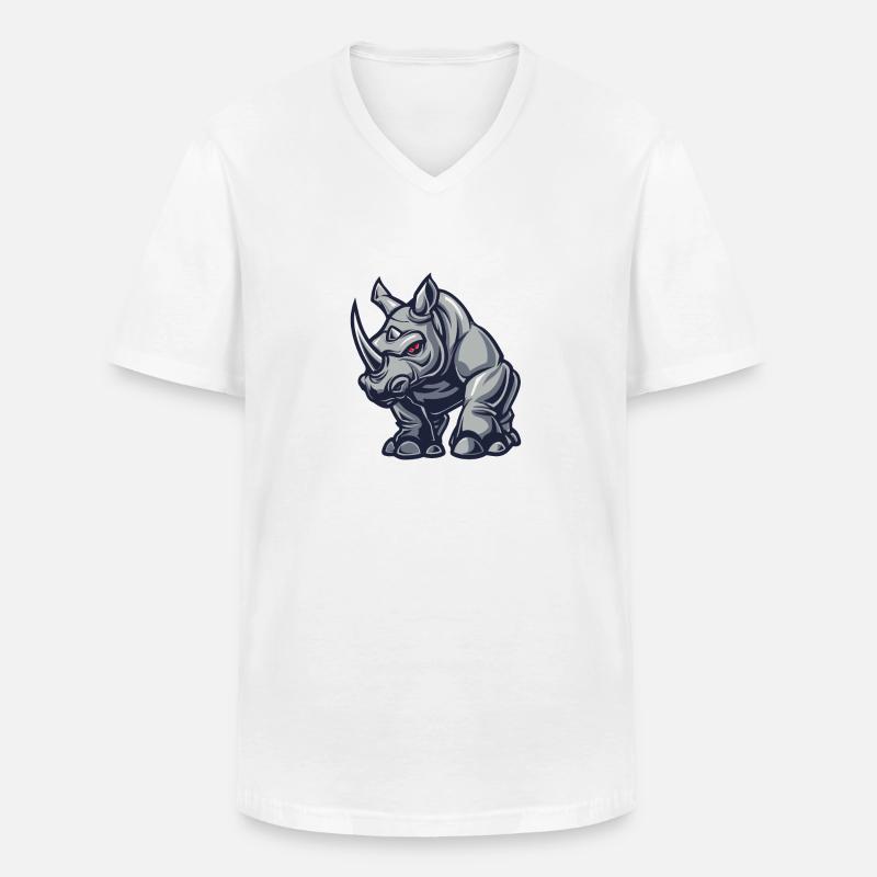 Nashorn Comic - Männer-T-Shirt mit V-Ausschnitt - Weiß