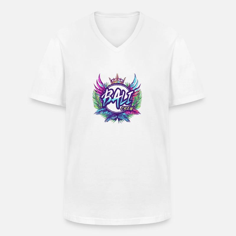 Bali Crew Bunt - Männer-T-Shirt mit V-Ausschnitt - Weiß