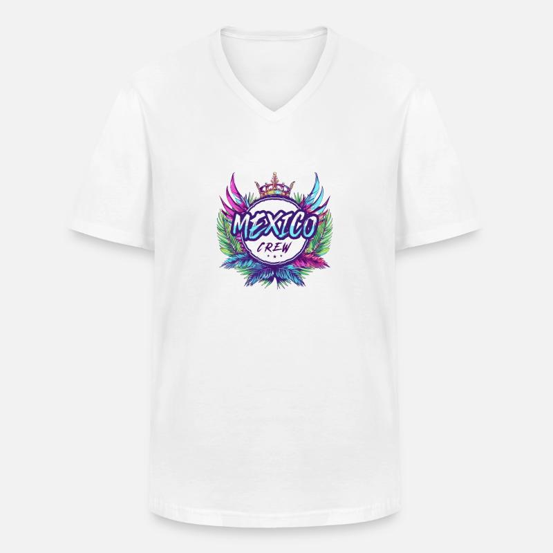 Mexiko Crew Bunt - Männer-T-Shirt mit V-Ausschnitt - Weiß