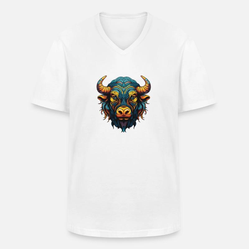 Bulle Portrait Taurus - Männer-T-Shirt mit V-Ausschnitt - Weiß