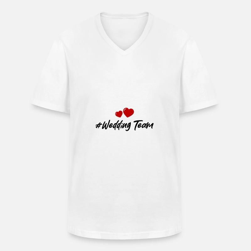 Hochzeit Team Herz - Männer-T-Shirt mit V-Ausschnitt - Weiß