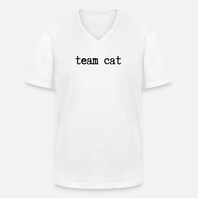 Team Katze - Männer-T-Shirt mit V-Ausschnitt - Weiß