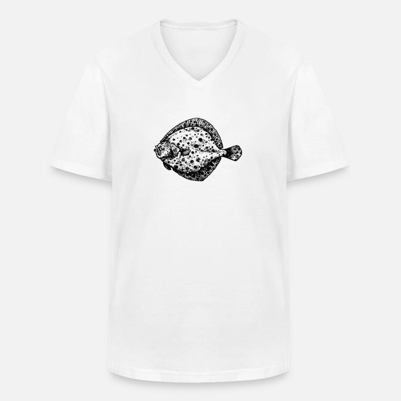 Steinbutt - Männer-T-Shirt mit V-Ausschnitt - Weiß