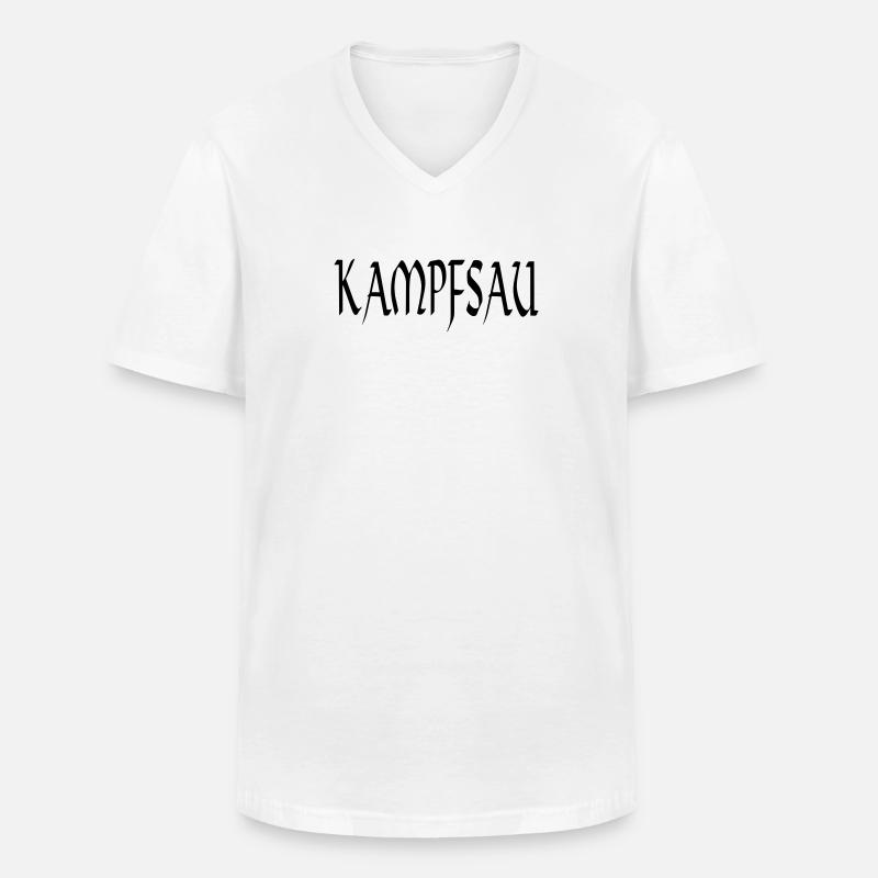 kampfsau - Männer-T-Shirt mit V-Ausschnitt - Weiß