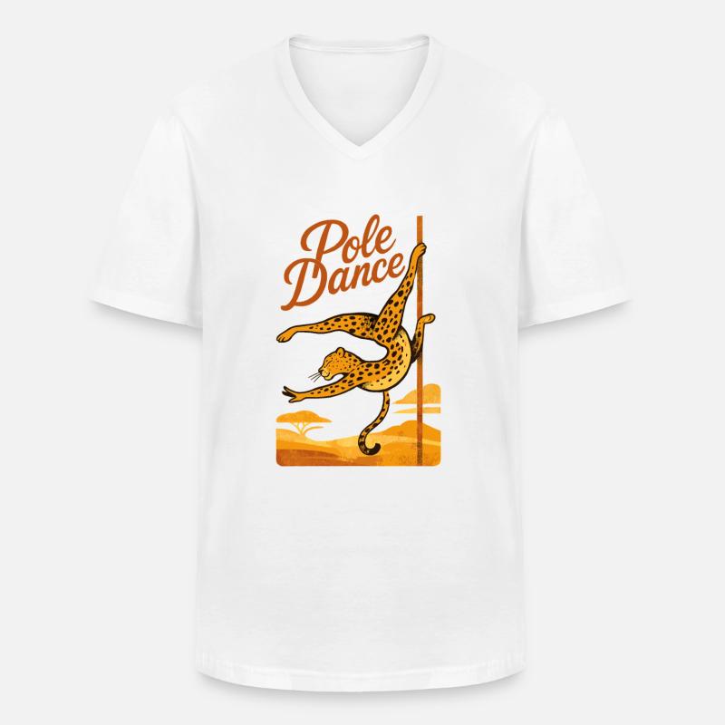 Pole Dance Leopardin Poledancerin Geschenk - Männer-T-Shirt mit V-Ausschnitt - Weiß
