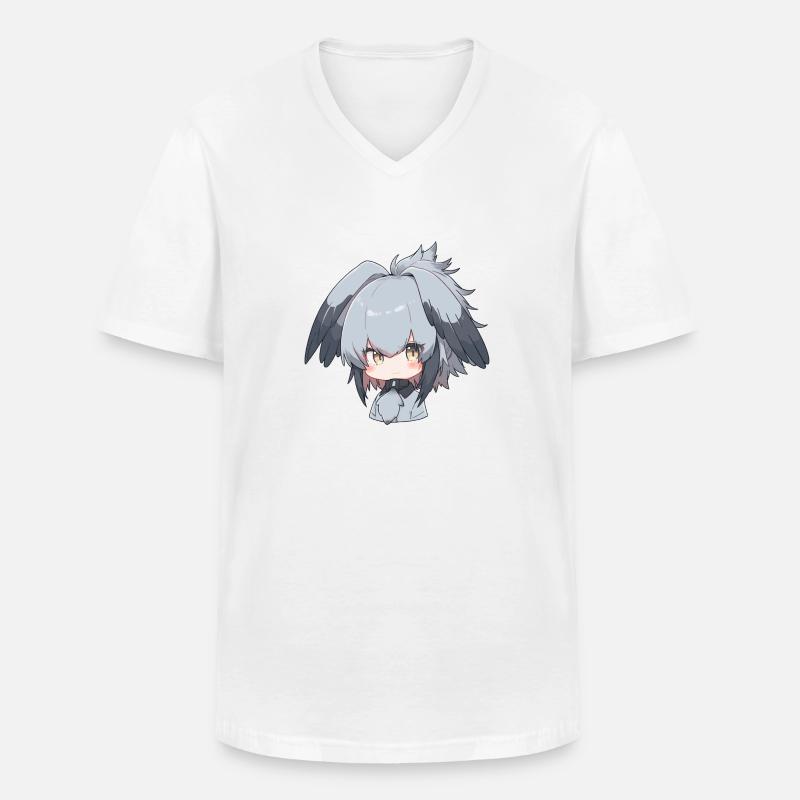 Süßes Schuhschnabel Anime Mädchen - Männer-T-Shirt mit V-Ausschnitt - Weiß