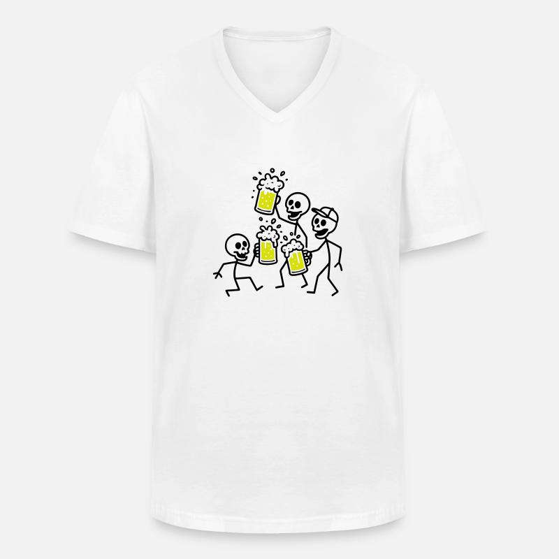 Bier Team Skelett - Männer-T-Shirt mit V-Ausschnitt - Weiß
