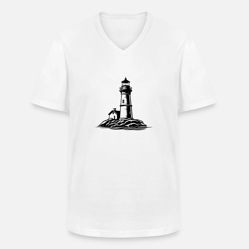 Leuchtturm Symbol - Männer-T-Shirt mit V-Ausschnitt - Weiß