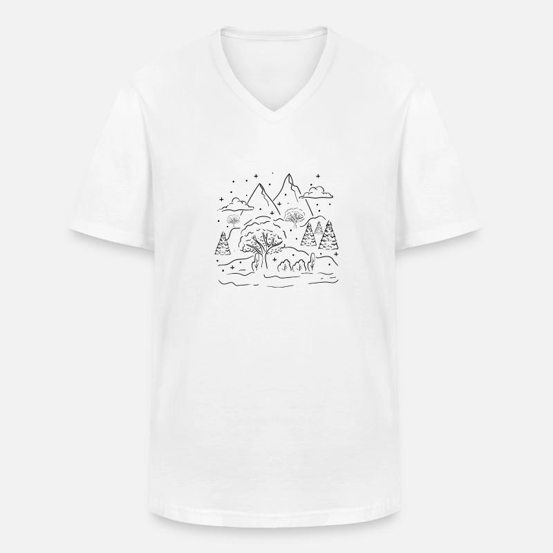 Winterszene Gemütlicher Wintersaison Tee Schnee - Männer-T-Shirt mit V-Ausschnitt - Weiß