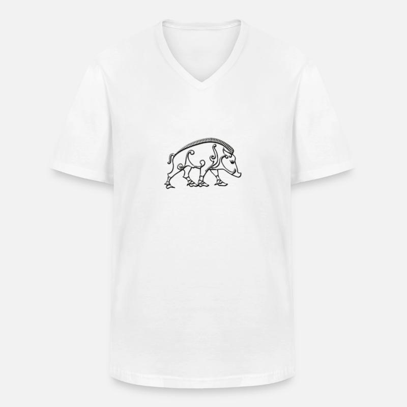 Celtic boar - Men's V-Neck T-Shirt - white