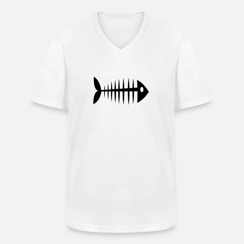 Fischgräte Geschenkidee - Männer-T-Shirt mit V-Ausschnitt - Weiß