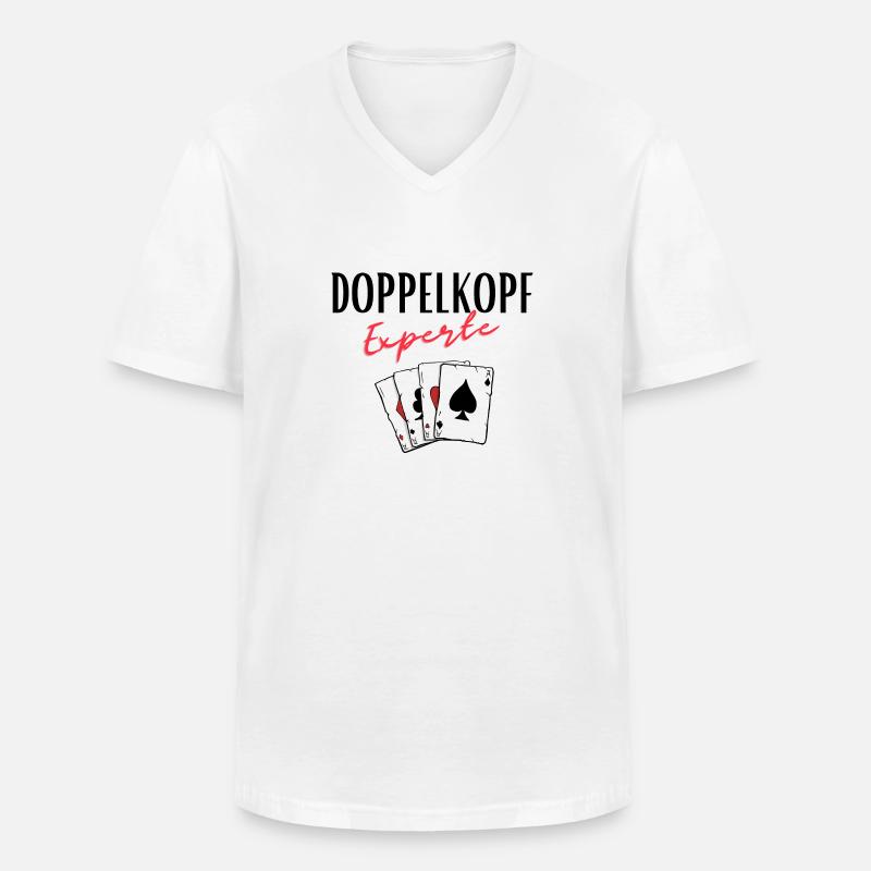 Doppelkopf Experte - Männer-T-Shirt mit V-Ausschnitt - Weiß