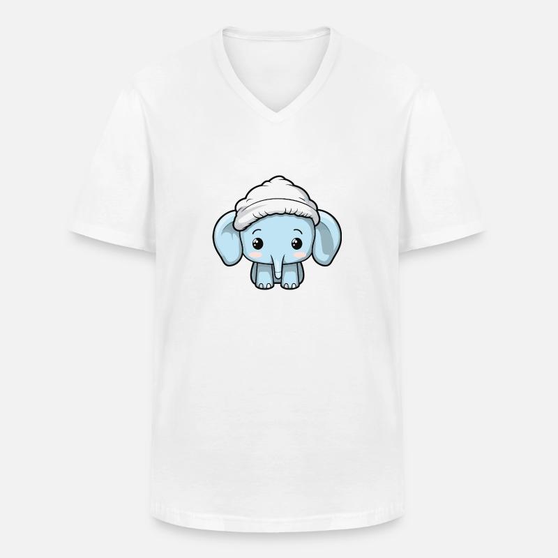 Elefant Winter Tier Baby Comic - Männer-T-Shirt mit V-Ausschnitt - Weiß