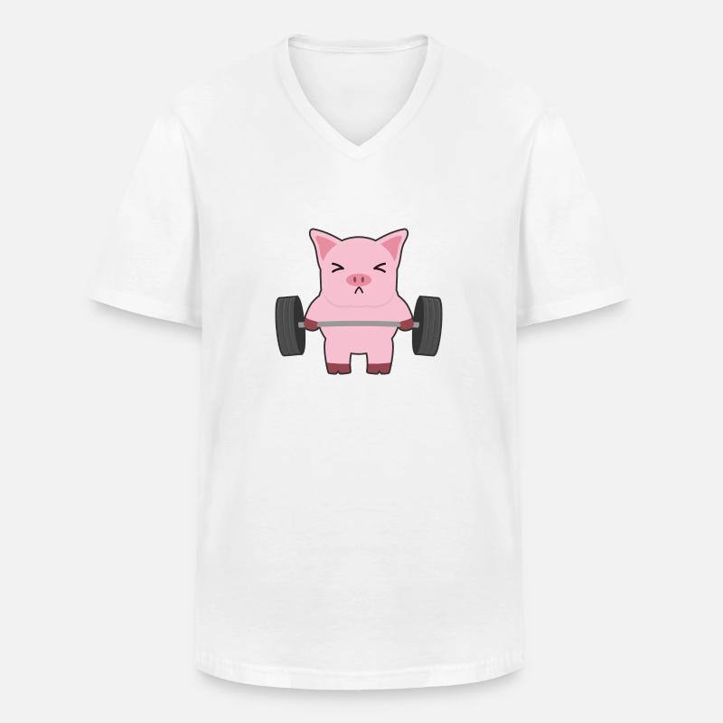 Schwein - Männer-T-Shirt mit V-Ausschnitt - Weiß