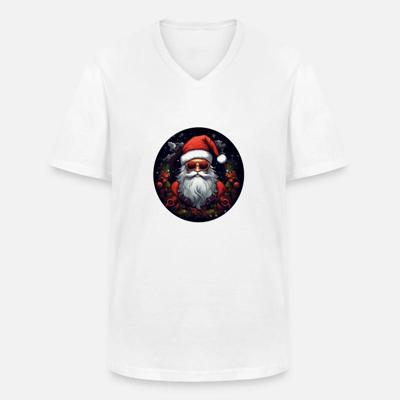 Weihnachtsmann mit Brille - Männer-T-Shirt mit V-Ausschnitt - Weiß