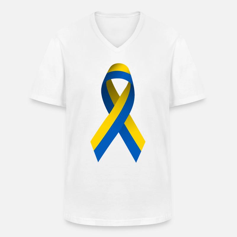 Schleife Ukraine - Männer-T-Shirt mit V-Ausschnitt - Weiß