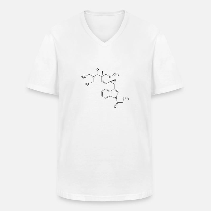 1P LSD Strukturformel - schwarz - Männer-T-Shirt mit V-Ausschnitt - Weiß