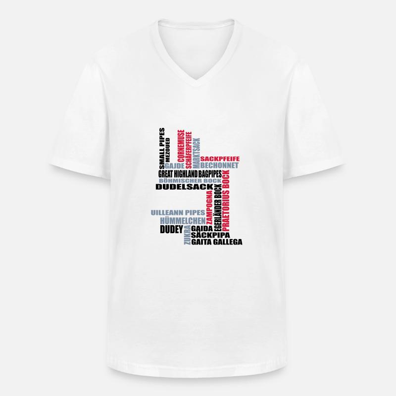 Sackpfeifen Textwolke - Männer-T-Shirt mit V-Ausschnitt - Weiß