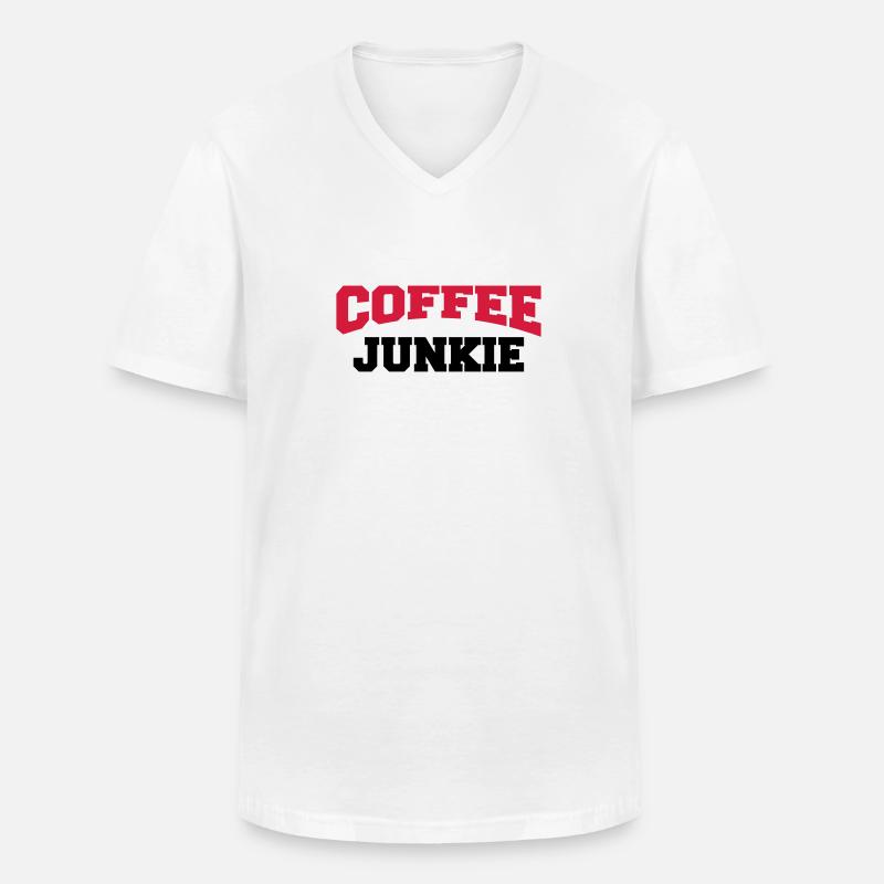 Coffee Junkie - Männer-T-Shirt mit V-Ausschnitt - Weiß