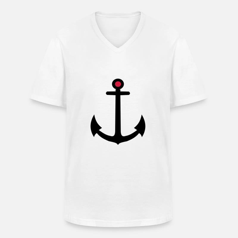 Anker - Männer-T-Shirt mit V-Ausschnitt - Weiß