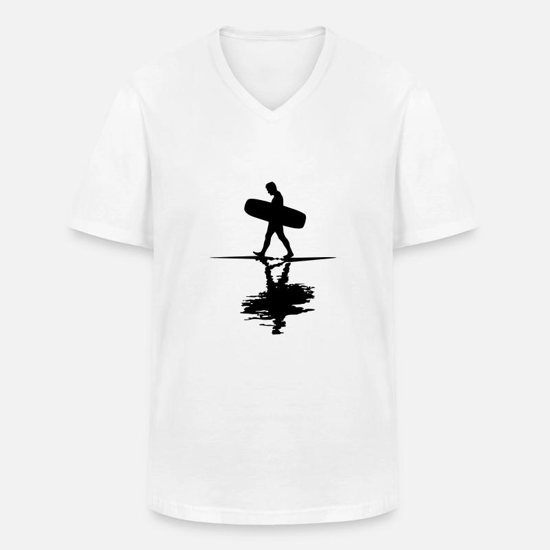 SURF 2 stickerWake - Männer-T-Shirt mit V-Ausschnitt - Weiß