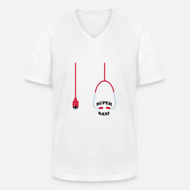 Super Sani - Männer-T-Shirt mit V-Ausschnitt - Weiß
