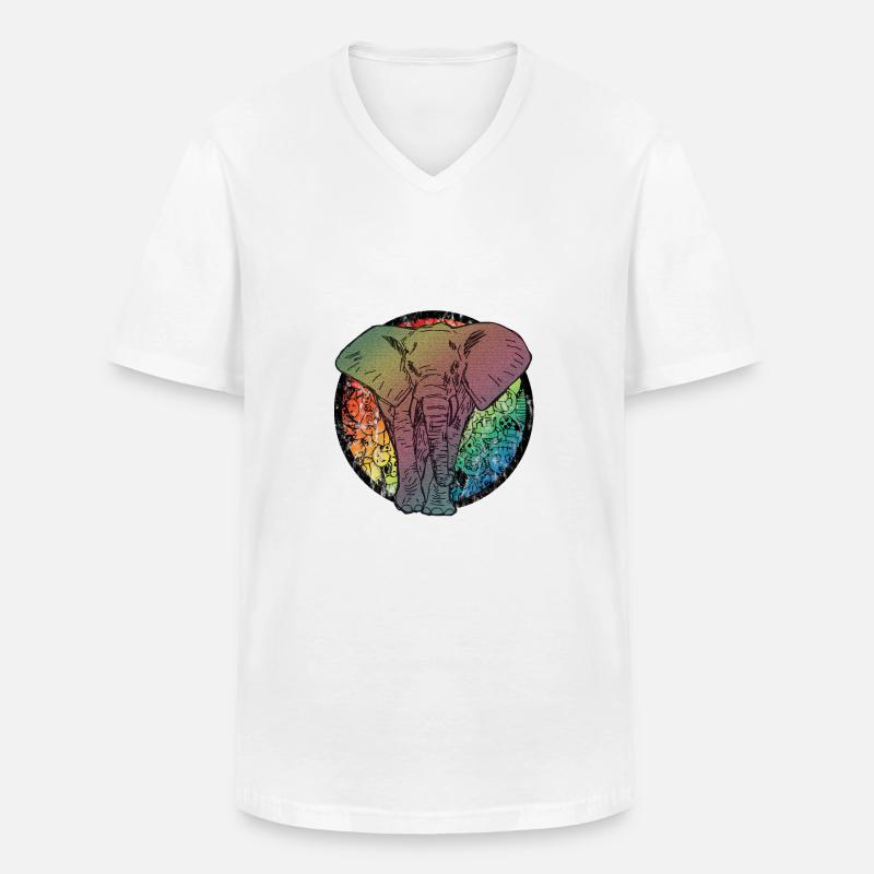 Elefant Comic - Männer-T-Shirt mit V-Ausschnitt - Weiß