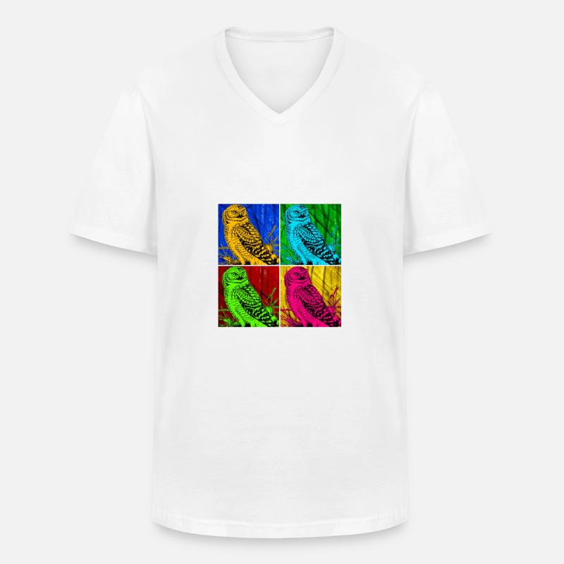 Eule - Männer-T-Shirt mit V-Ausschnitt - Weiß