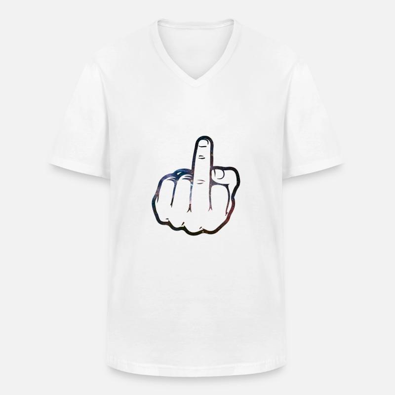 Mittelfinger Comic - Männer-T-Shirt mit V-Ausschnitt - Weiß