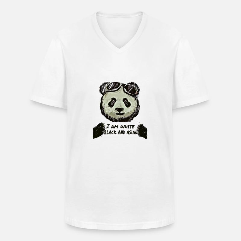 Cool Pilot Panda - Männer-T-Shirt mit V-Ausschnitt - Weiß