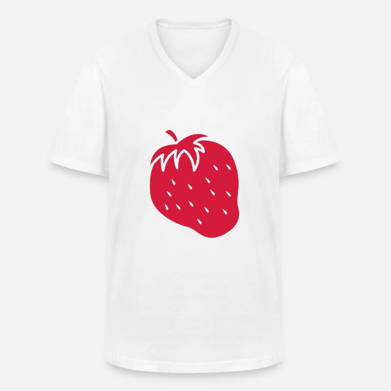 ERDBEERE einzigen Farbe - Männer-T-Shirt mit V-Ausschnitt - Weiß